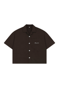 boxy script shirt : espresso brown