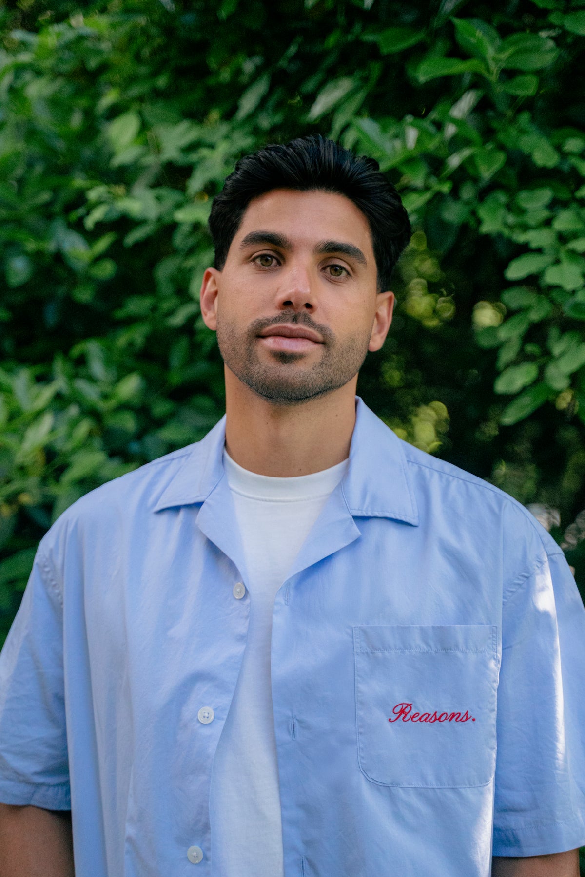 boxy script shirt : light blue