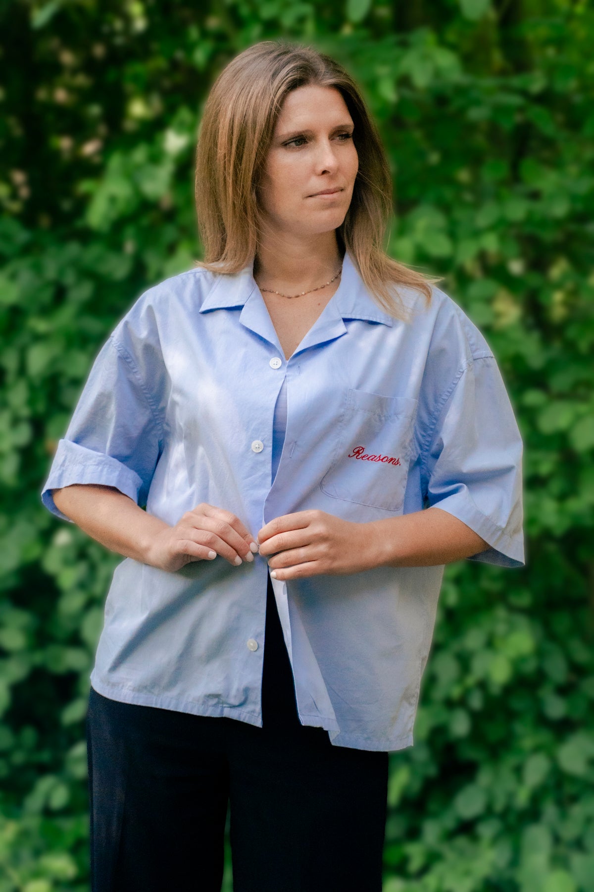 boxy script shirt : light blue