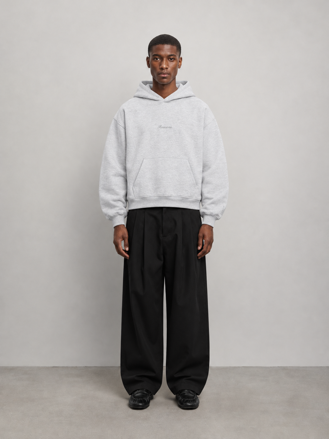 boxy hoodie : grey marl