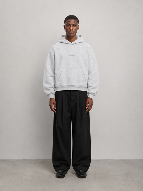 boxy hoodie : grey marl